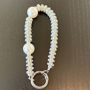 Elegant Silver and Pearl Wristlet Bracelet